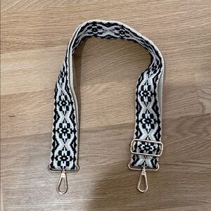 Stylish Black, White, and Tan Patterned Bag Strap